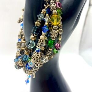 Set of 6 Faceted Swarovski Crystal Bracelets with Bali Beads